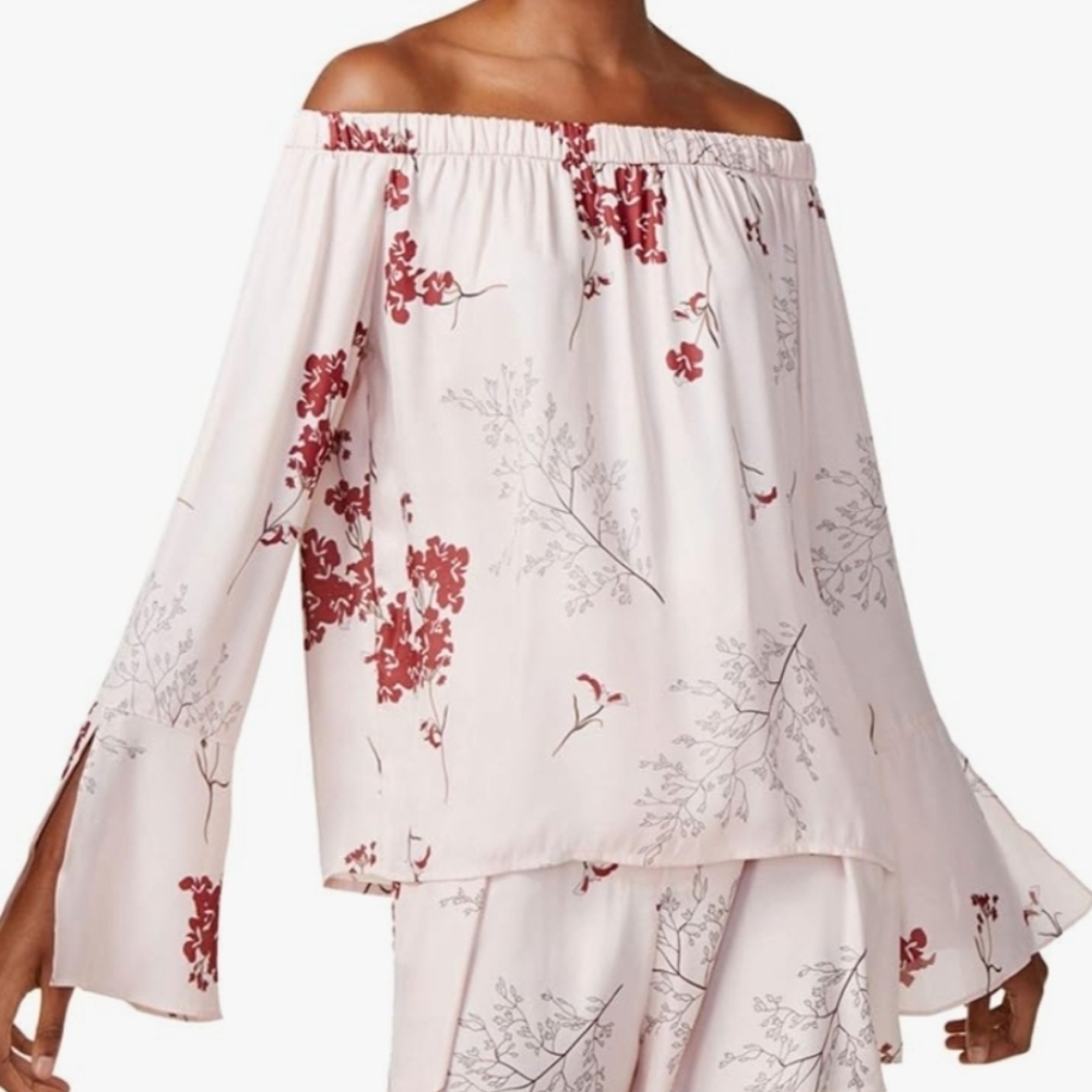 Mare Mare Lex Off-The-Shoulder Floral Print Peasant Top Pink Medium